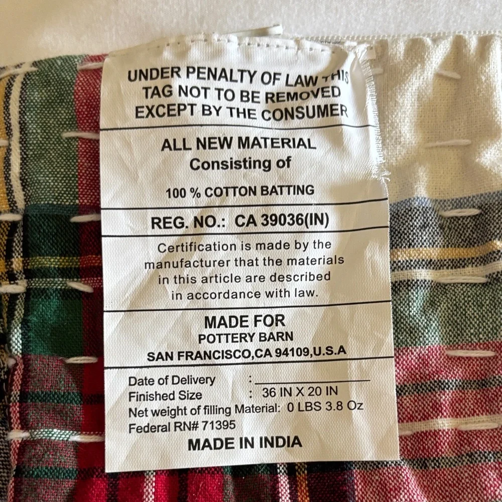 Pottery Barn King Size Pillow Covers Red and Green Plaid